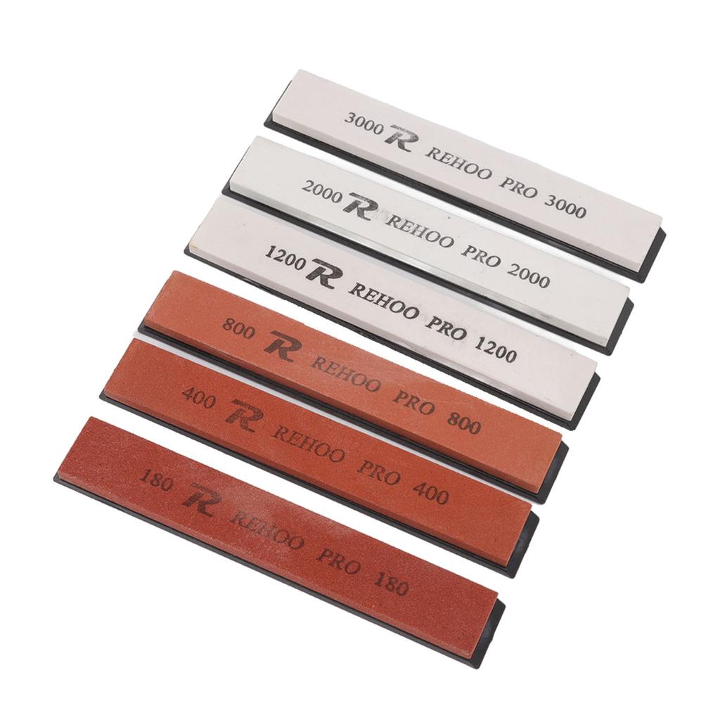 6 st Slipstenar Set 180 400 800 1200 2000 3000 Vit Korund Bryne Slipkit för