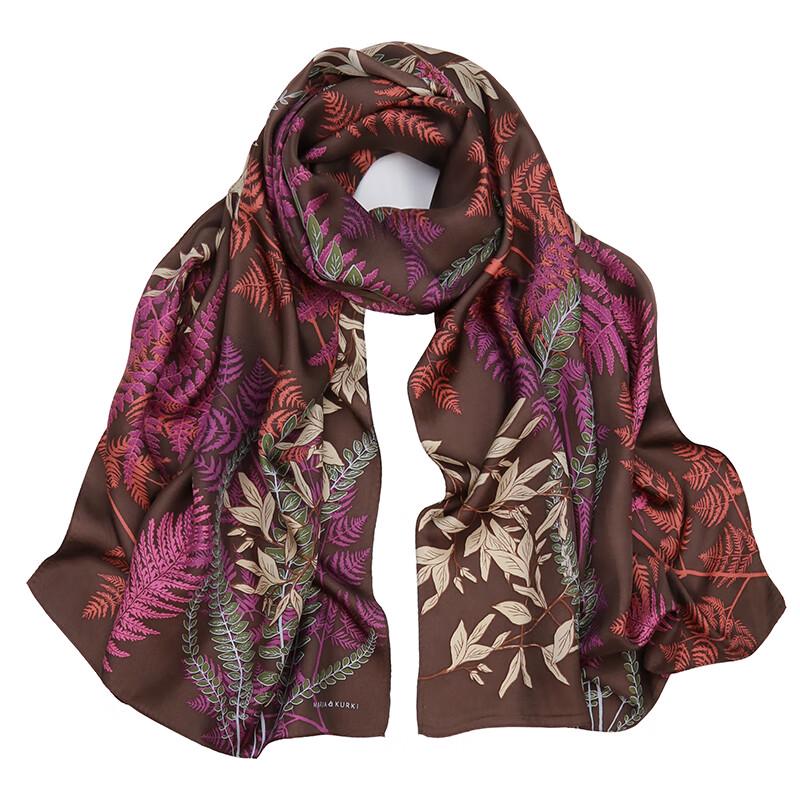 MARJA KURKI Rustling Leaves Pattern Mulberry Silk Scarf Shawl