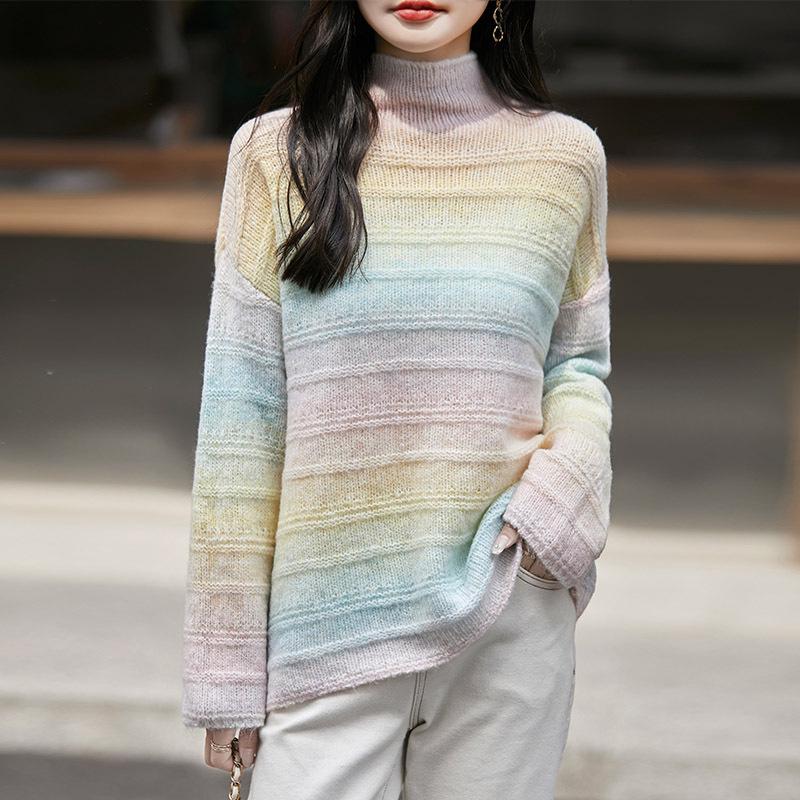 Gradient High Neck Cashmere Sweater: Elegant, Fashionable, and Versatile Design