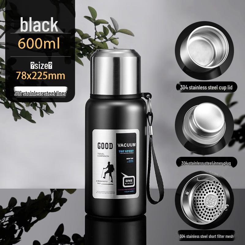 Термос Haofeng из нержавеющей стали 316 с термоизоляцией и ситечком для чая