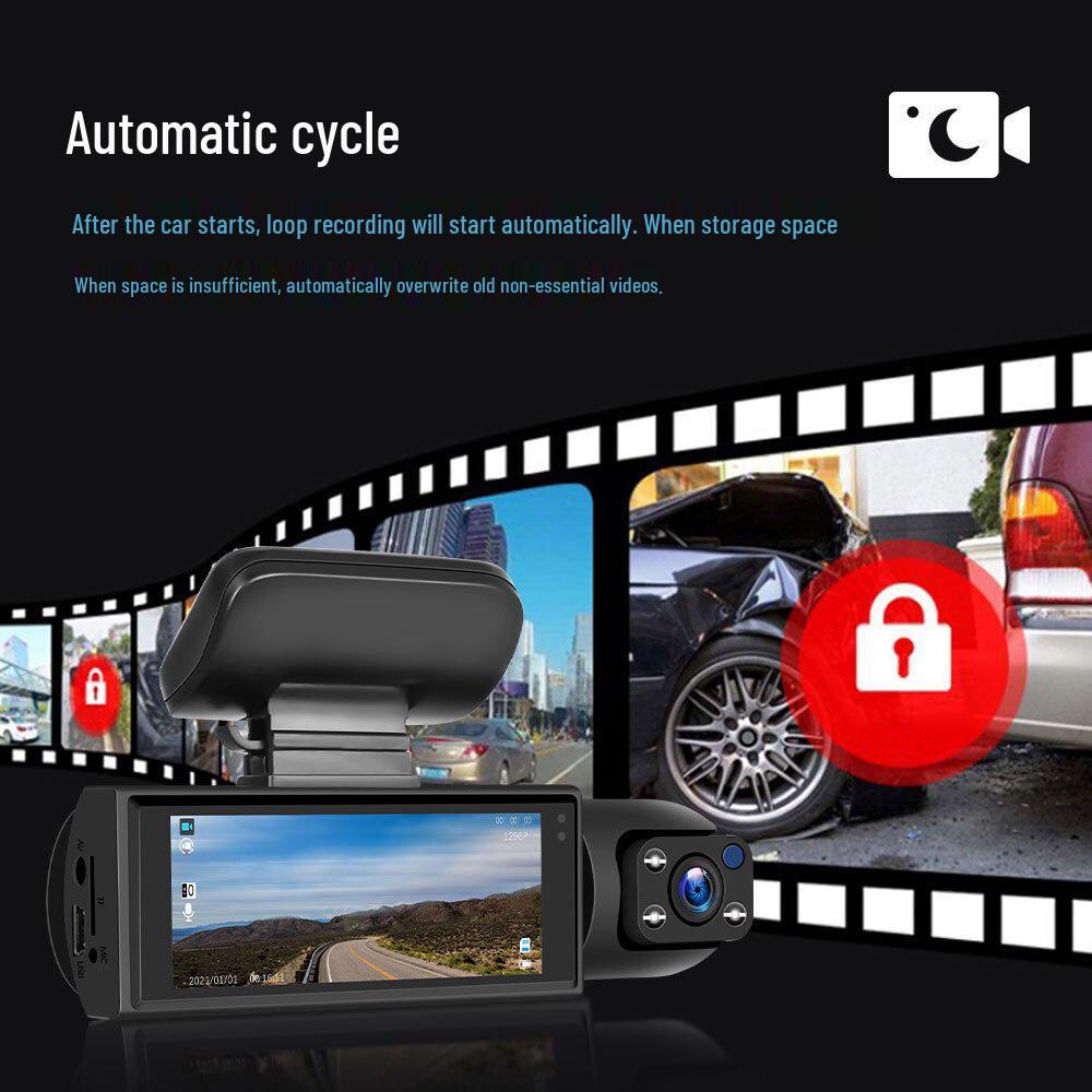 1080p HD Dash Cam with Night Vision & WiFi - 3.16" Triple Lens Car Recorder