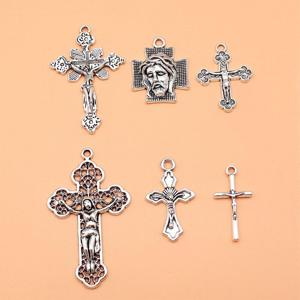 

6 шт./компл. подвески с крестом Иисуса, материалы для ювелирных изделий, персонализированные