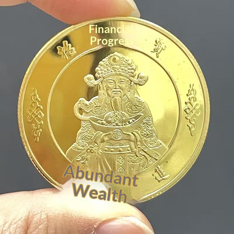 Medaille des Reichtums Goldmünze Möge Reichtum großzügig zu Ihnen kommen Dekorative Glücksmünze Für Sammler Geschenk für Freunde