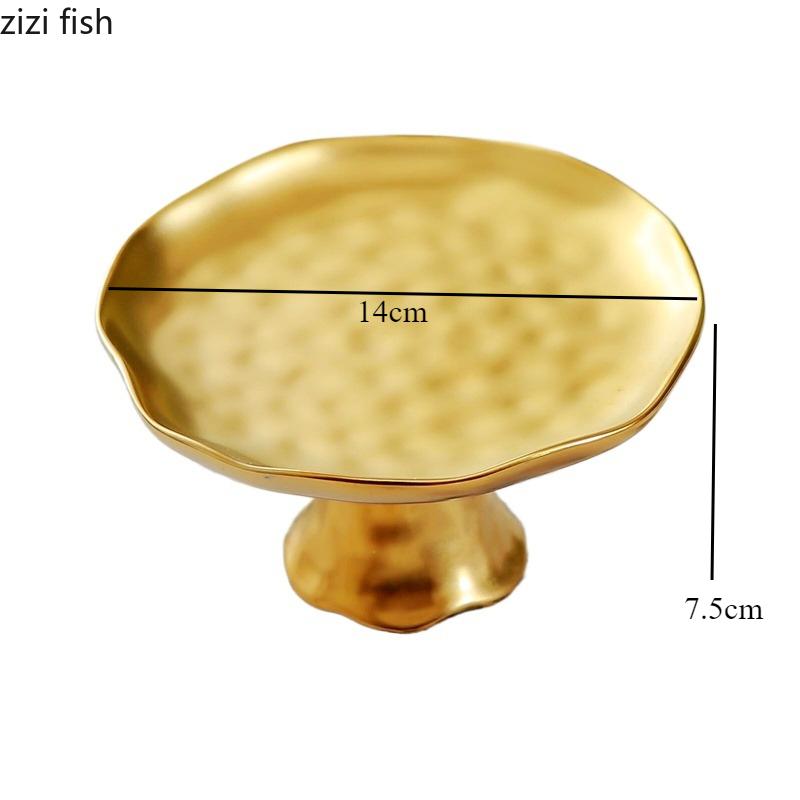 

Golden High Footed Fruit Plate Ceramic Decorative Plate Snack Tray Refreshment Tray Dessert Bowl Cake Stand Pastry Plates Dish