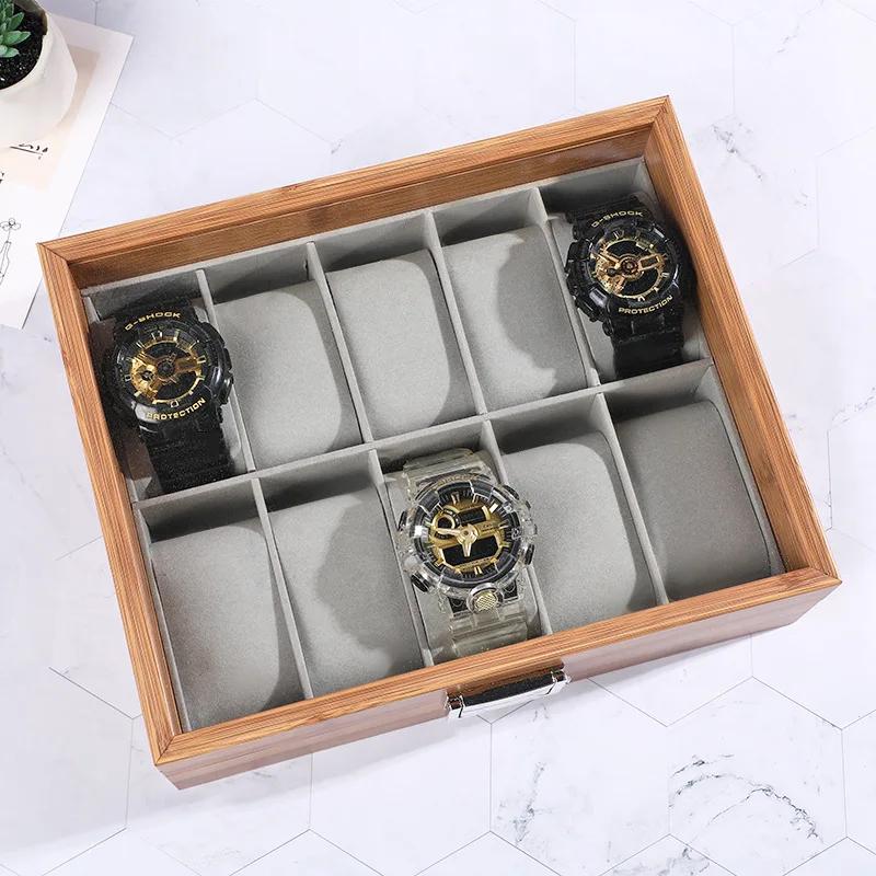 Wood Watch Box Storage Case Transparent Skylight Watch Boxes Organizer for Men Mechanical Wrist Watches Display Collection Gift