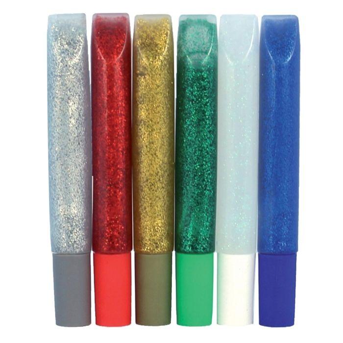 Colle paillettée - Reva - Lot de 6 tubes - Multicolore - 10,5 ml par tube