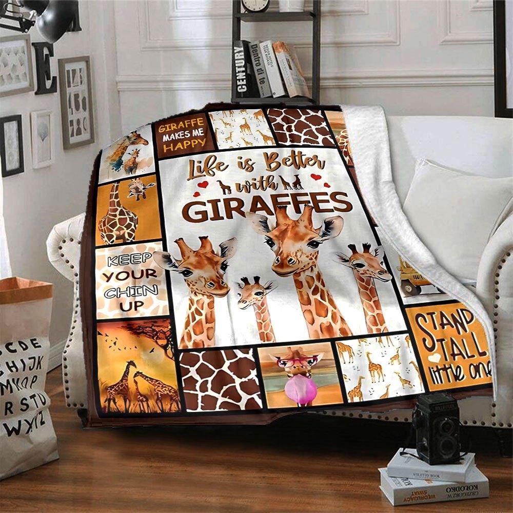 Adorable Giraffes Home Customize Your Name Blankets Soft Cozy Lightweight Versatile For All Seasons Perfect For Picnics Sofa Office Bed Living Room