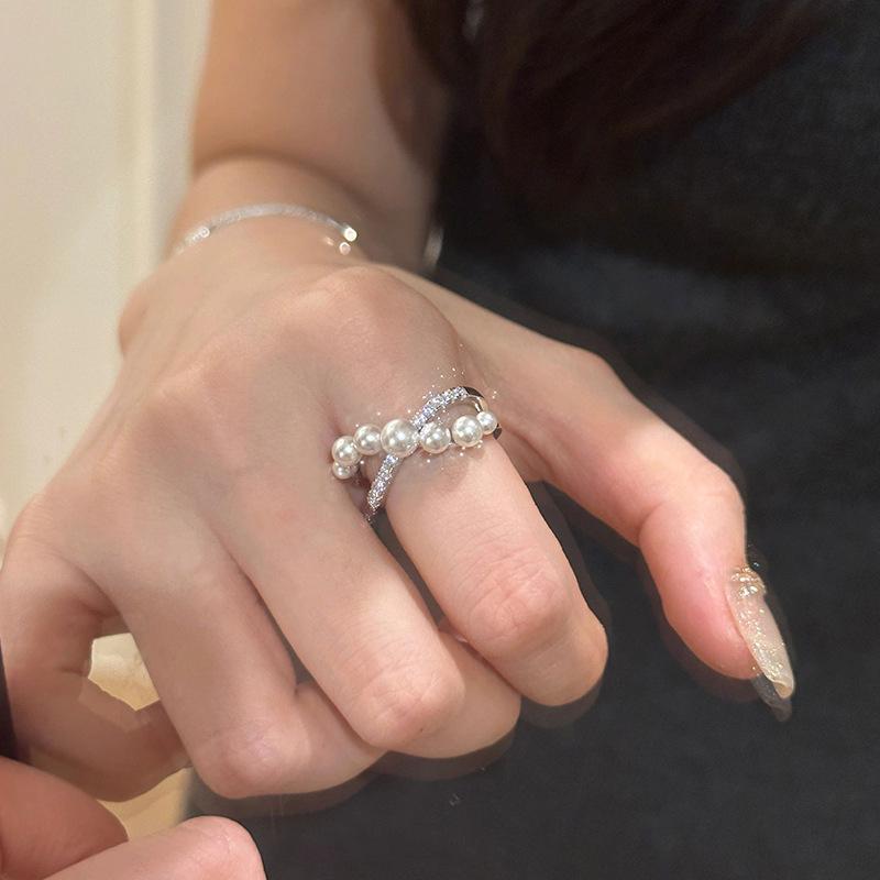 Irregular Streamline Zircon Ring with Electroplated Gold and Full Diamond Micro-Set Design