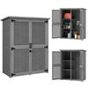 Garden Cabinet 0.83 M² 127x65x168 Cm With 2 Shutter Doors 2 Shelves 2 Handles And Waterproof Roof Gray