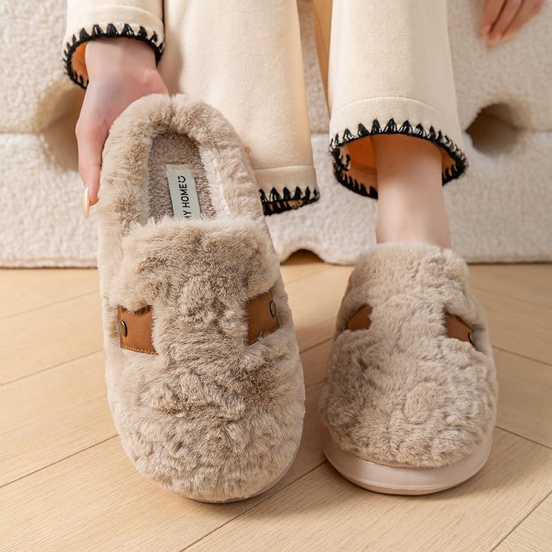 Mode Baumwollpantoffeln Damen Winter Indoor Rutschfest Dicksohlig Gefüttert Warm ohne Haarausfall Paar Baumwollschuhe Herren