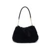 Women Faux Fur Shoulder Bag Soft Fluffy Plush Hobo Handbag with Chain Strap,Autumn Winter Fashion Ruched Underarm Bag Casual Daily Shopping Crossbody