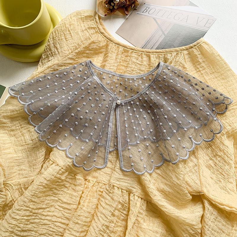 Fashion Pearl Lace Fake Collar Solid Breathable Detachable False Collars For Women Girls Cute Thin Dickey Collar Mini Scarf