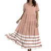Women's Casual Loose Bohemian Striped Printed Short Sleeve Dress