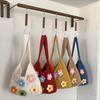 Sweet Knitted Tote Bag Breathable Seaside Vacation Handbag Storage Bag Crochet Shoulder Bag  School