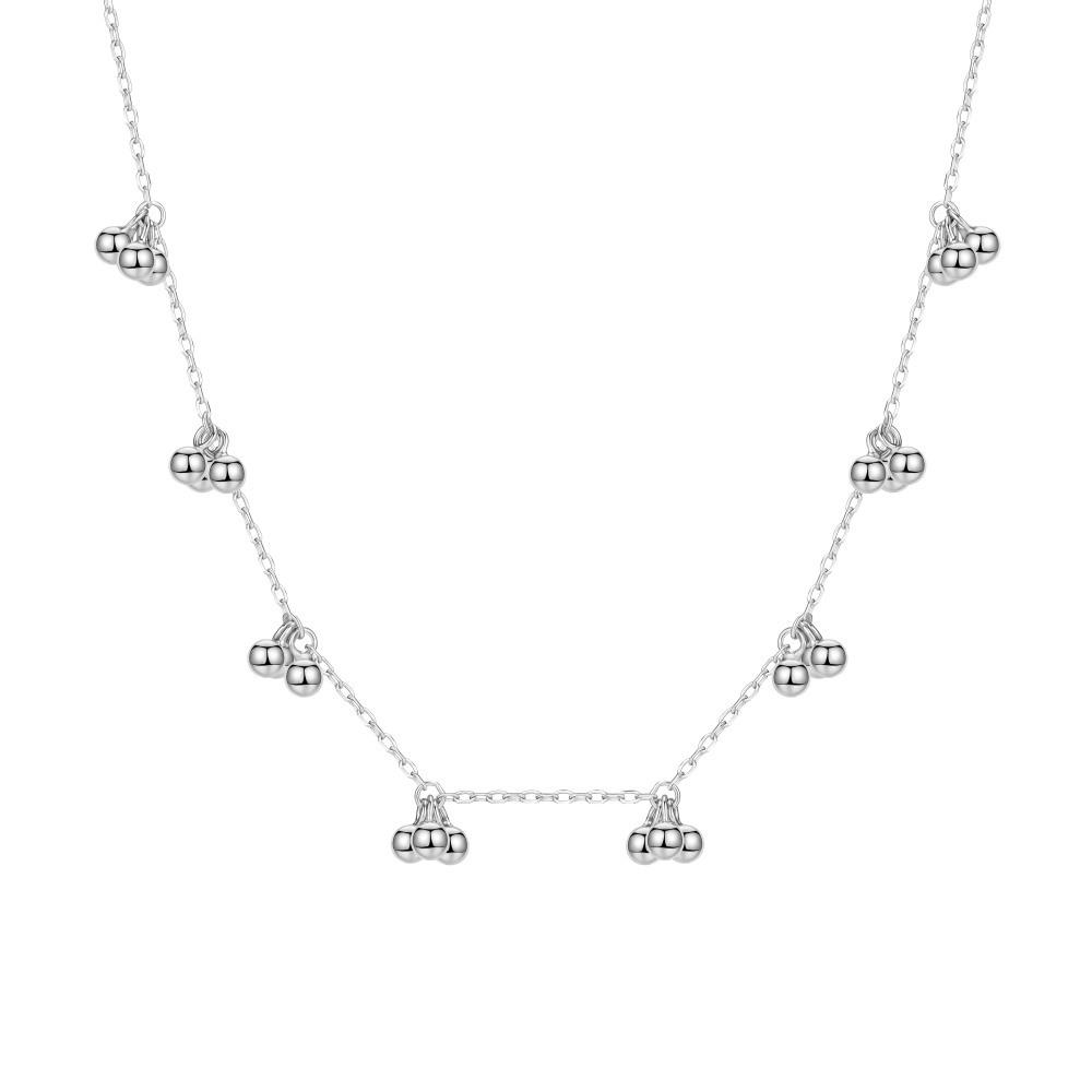 

Korean S925 Sterling Silver Necklace for Women, Simple Round Beads, Stackable Clavicle Chain, INS Style Silver Jewelry. Sterling Silver 925