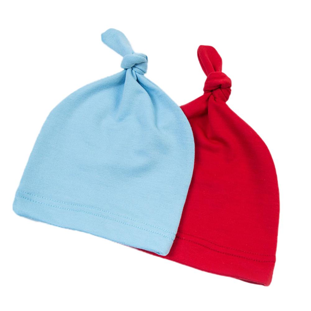 Cotton Coloured Knotted Hats Newborn Solid Color Adjustable Knot Cap