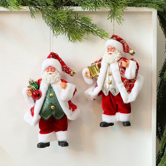 Christmas Santa Claus Doll Decoration Handcrafted Home Office Xmas Tree Santa Figurine Hanging Ornament Holiday Party Pendant