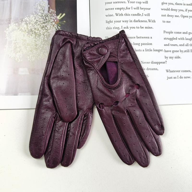 Women's Sheepskin Driver Gloves Thin Breathable Unlined Colored Leather Gloves Summer