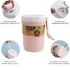 Wheat Straw Coffee Cups, Portable Microwaveable Breakfast Cup, 3 Colors Reusable Healthy Drinking Mugs with Spoon for School Off