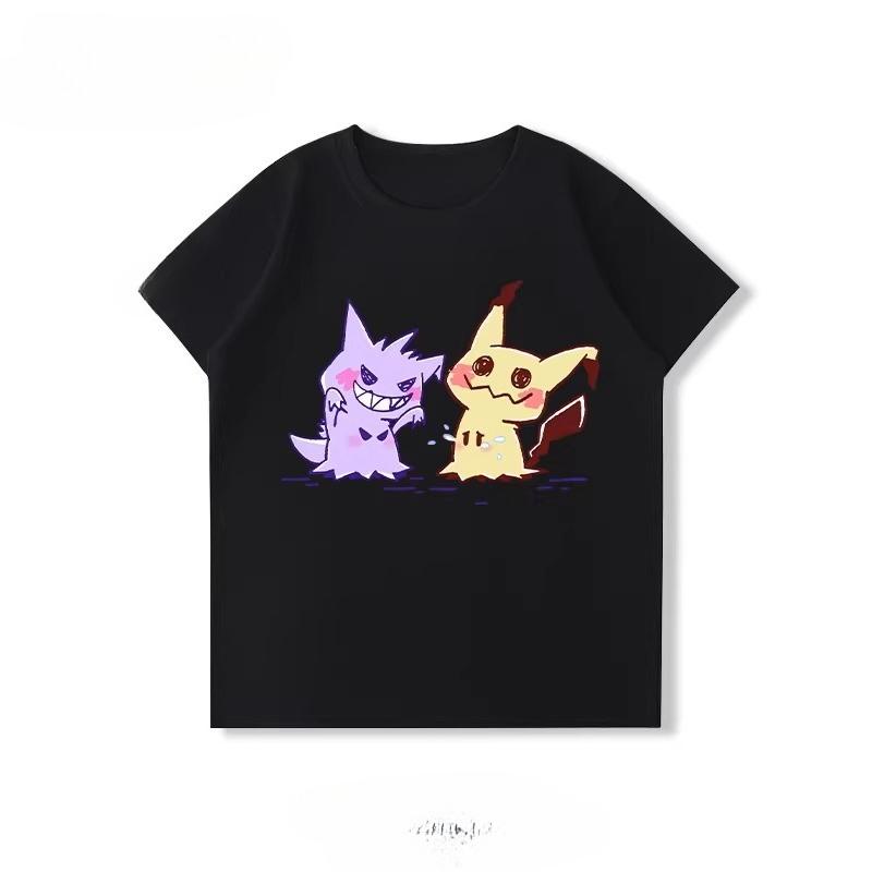 Potdemiel  100 Cotton Childrens Summer New TShirt with Pikachu Print Unisex Comfortable and Breathable Childrens TShirt