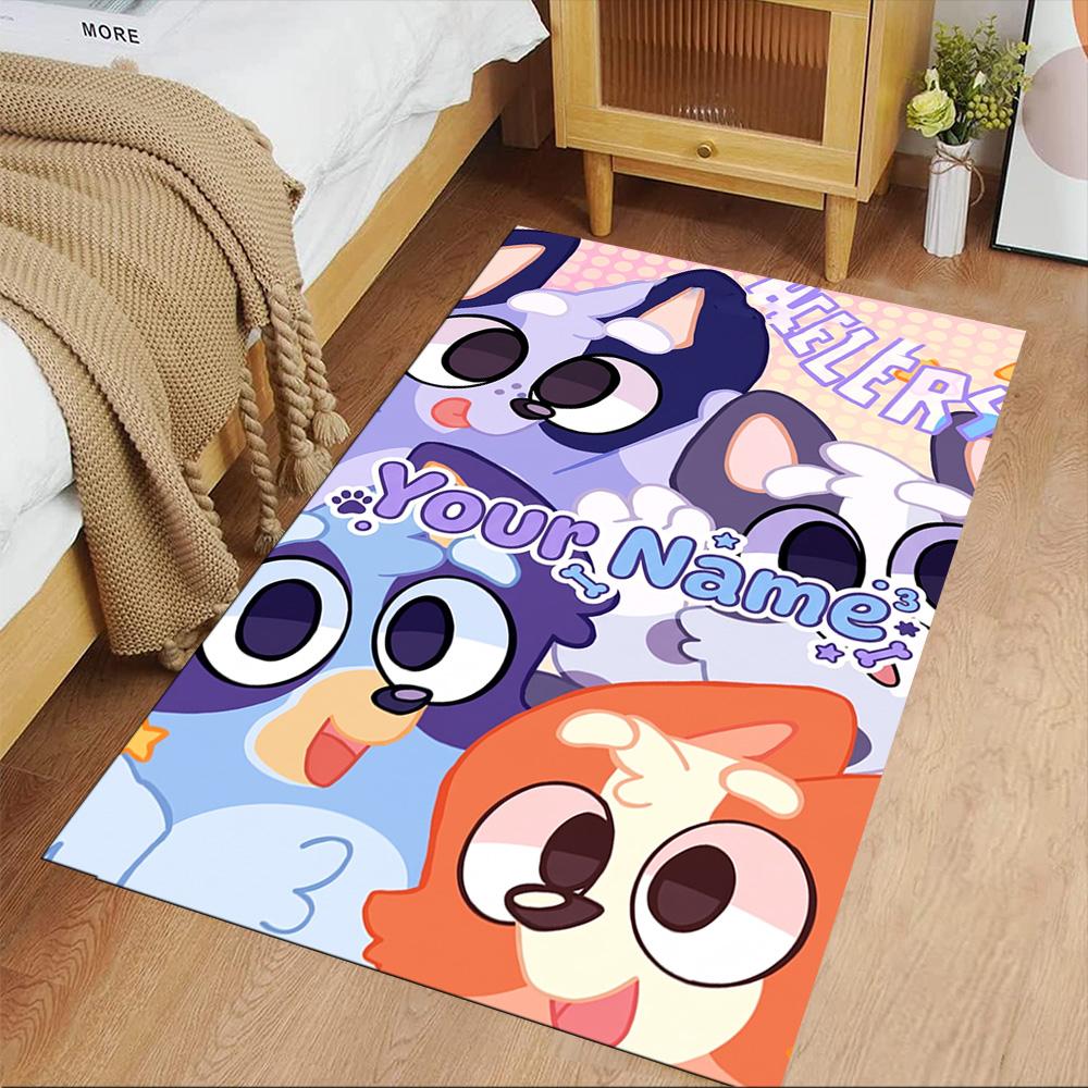 Bluey Personalized Text Area Rug Suitable for Playrooms Study room Hallway Living Rooms Anti-slip Rug Office home decor Birthday/Christmas Gift