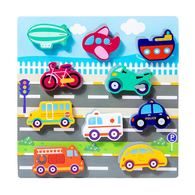 Hölzernes Montessori Spielzeug Tier Transport Meeresbewohner Früchte Frühe Bildung Spaß 3D Klebepuzzle Spielzeug für Kinder Kinder Geschenk