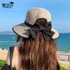 8485 Summer Sunscreen Straw Hat Children's Fashion Bow Sunshade Sunscreen Hat Big Eaves Beach Sun Hat