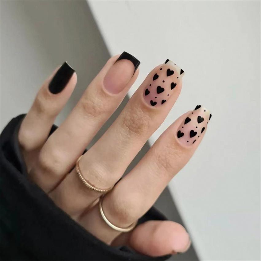 24Pcs Short French Press On Nails Pink Glitter Pearlized Fake Nail Tips Cute Natural Sweet