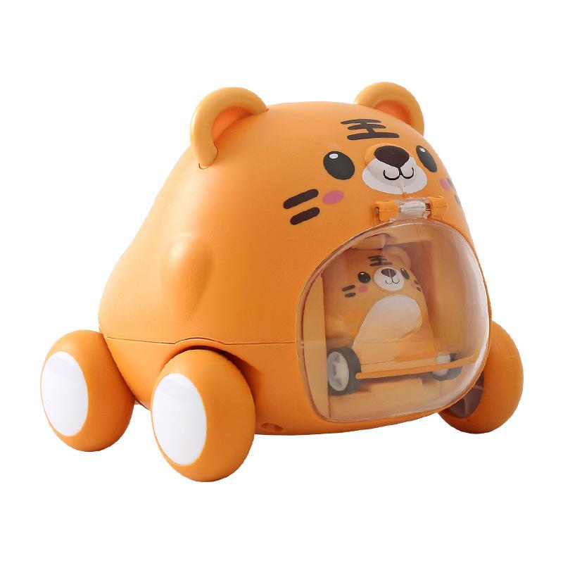 Manqi Cartoon Cute Pet Ejection Toy Car - Trendy Inertia Toy for Kids