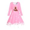 Girls' 3D Reindeer Snowflake Dress Long Sleeve Summer Spring Vacation Daily Holiday Princess Beautiful Sweet Kids 4-12 Years Casual Dress A Line Dress