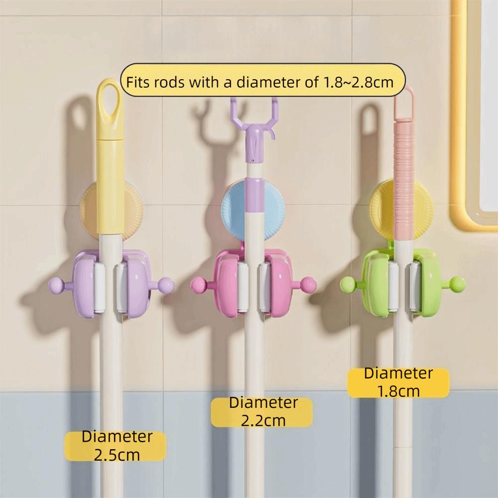 Wall Mounted Wall Mounted Mop Rack Dopamine Mop Storage Clips Durable Suction Cup Mop Holder  Home