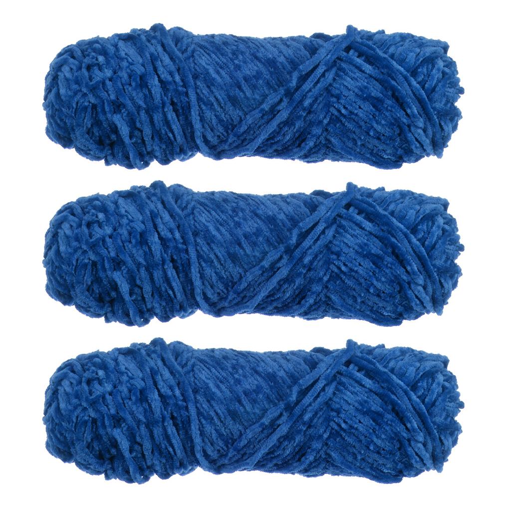 3 Skeins Chenille Yarn Soft Blanket Yarn Polyester Velvet Fancy Fluffy Yarn Knitting for Crochet Weaving Scarf, White
