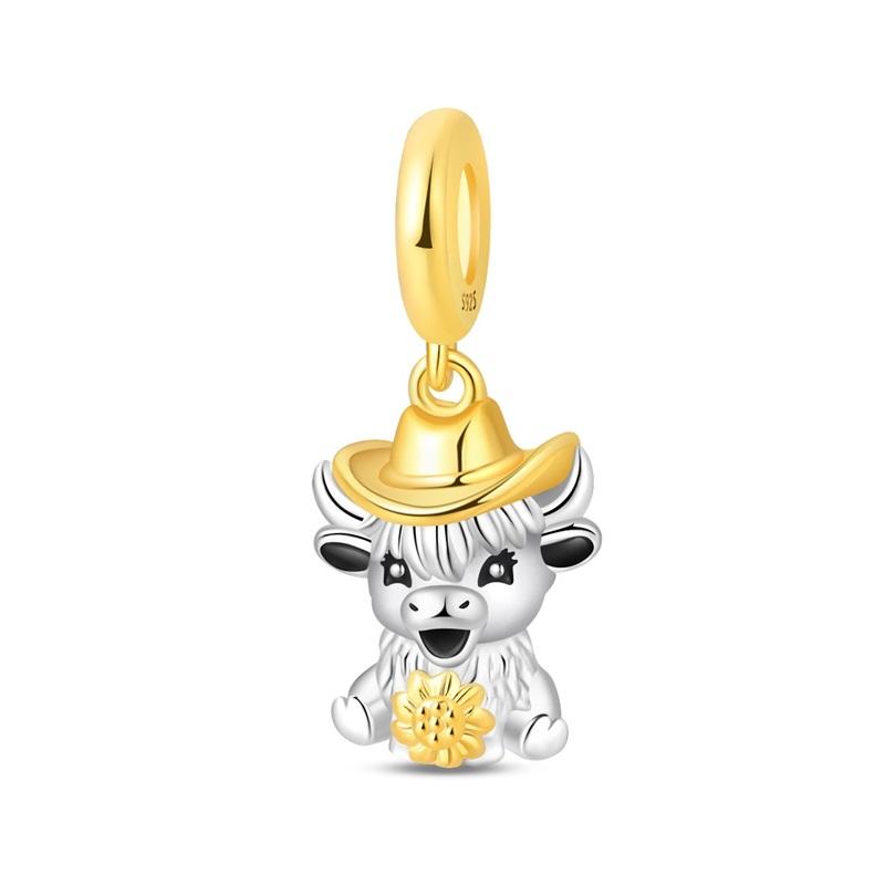 New 925 Silver Lucky Zoo Cat Dog Rabbit Fox Charms Bead For Women Fit Bracelet DIY Birthday Party Jewelry Gift