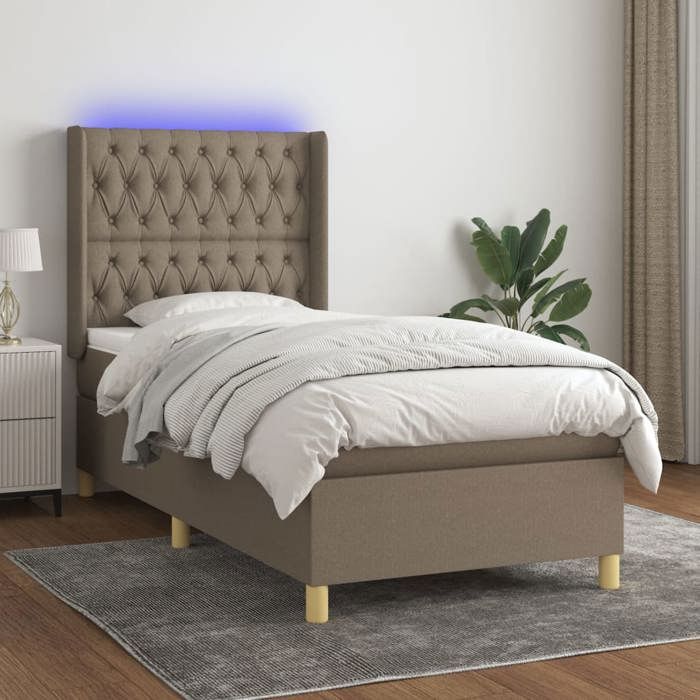 VidaXL Sommier à Lattes de Lit avec Matelas et LED, Lit Rembourré, Lit Simple, Lit Adulte de Chambre à Coucher Intérieur, 3139097