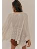 Women's Batwing Sleeve Mesh Cover-up: Spring/Summer Loose Beach Top with Lace Patchwork and Sun Protection.