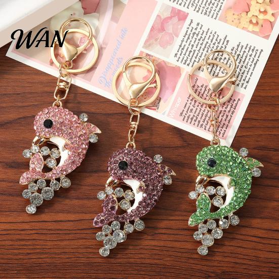 Sparkling Keyring Rhinestone Dolphin Keychain Sea Animal Car Key Ring Holder Backpack Ocean Purse Handbag Charm Christmas Birthday Gifts for Lovers