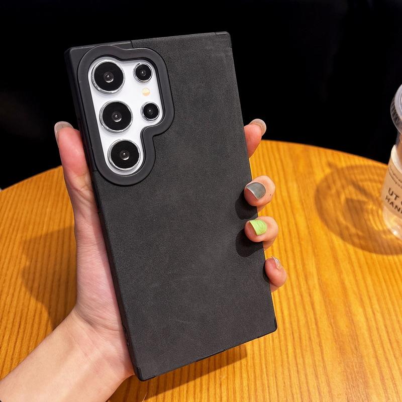

Кожаный беспроводной тонкий чехол для Samsung S25 Ultra S24 Plus S23 S22 Ultra матовый противоударный мягкий магнитный чехол для телефона Samsung S25 Ultra чёрный