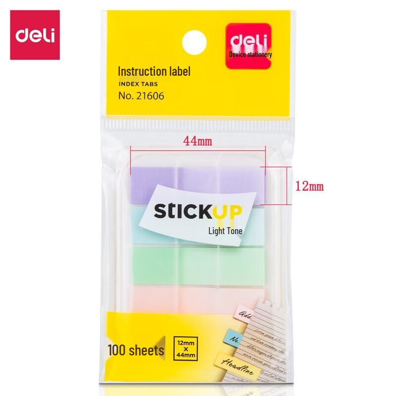 Deli Light-Colored Fluorescent Film Index Tabs