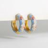 Vintage Multicolor Enamel Flower Round Hoop Earrings Boho Gold Color Circle Round Earrings Statement Jewelry Gifts for Women