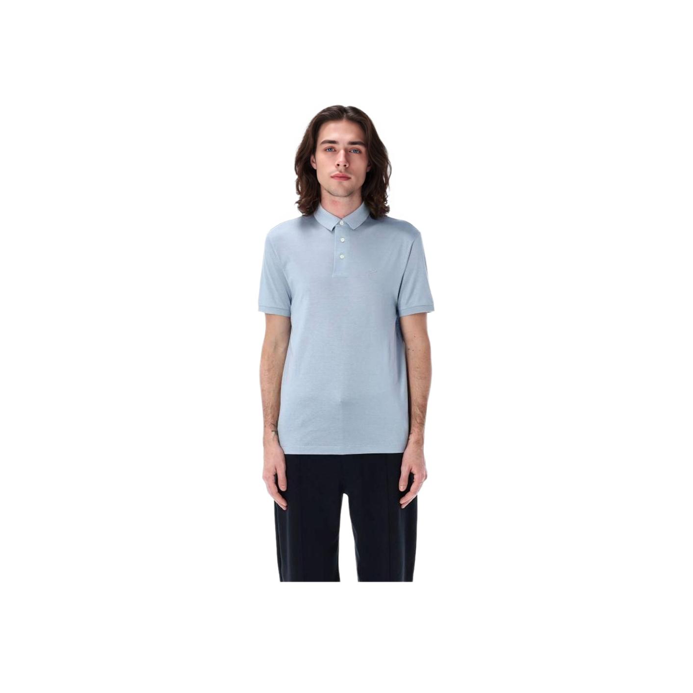 

Emporio Armani Solid Color Button Short Sleeve Polo Shirt Men tops Light-Blue 8N1F96-1JUVZ-U9378 XL