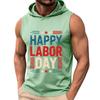 Men Sleeveless Hoodie Tank Top Casual Muscle Fit Athletic Shirt Summer Workout Gym Apparel with Labor Day Print
