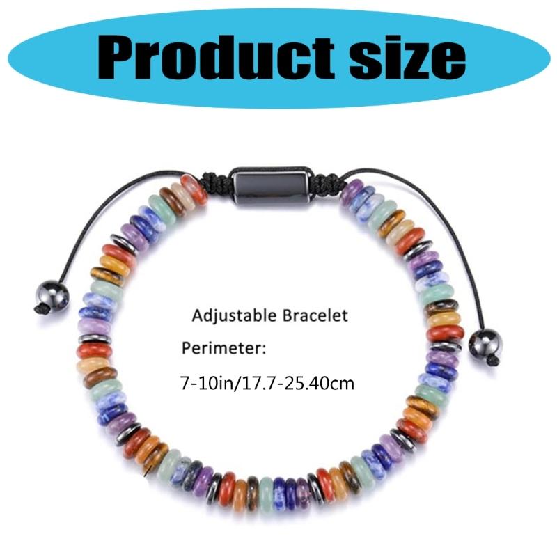 Handmade Multicolor Natural Stone Flying Disc Beaded Bracelet Lightweight Adjustable Jewelry For Women Men