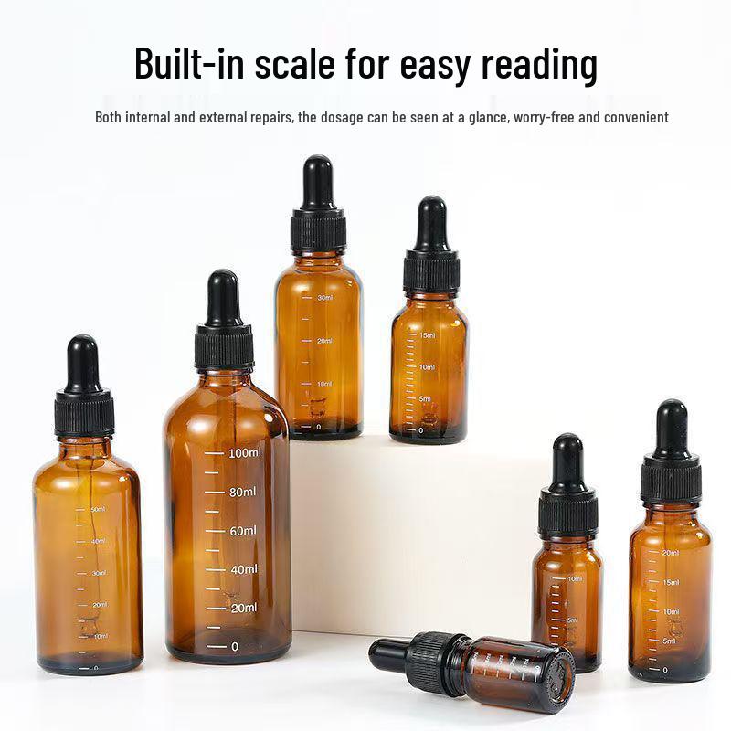 Amber Glass Essential Oil Bottle with Graduated Dropper, Refillable, Light-Blocking for High-Grade Blends