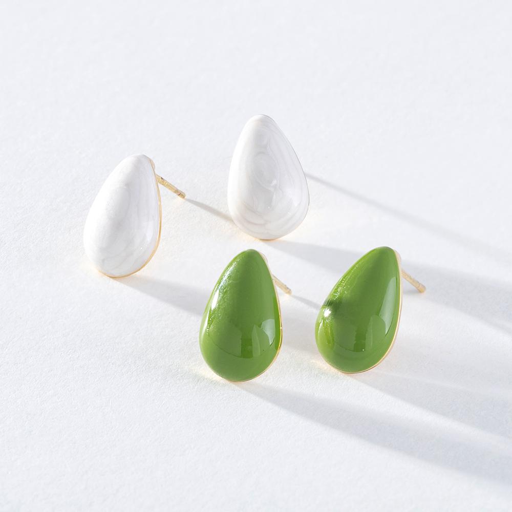 Pinkdudu Fashion 2 Color Melon Seed Stud Earrings Romantic Simple Creative Water Geometric Earring for Women PD1428
