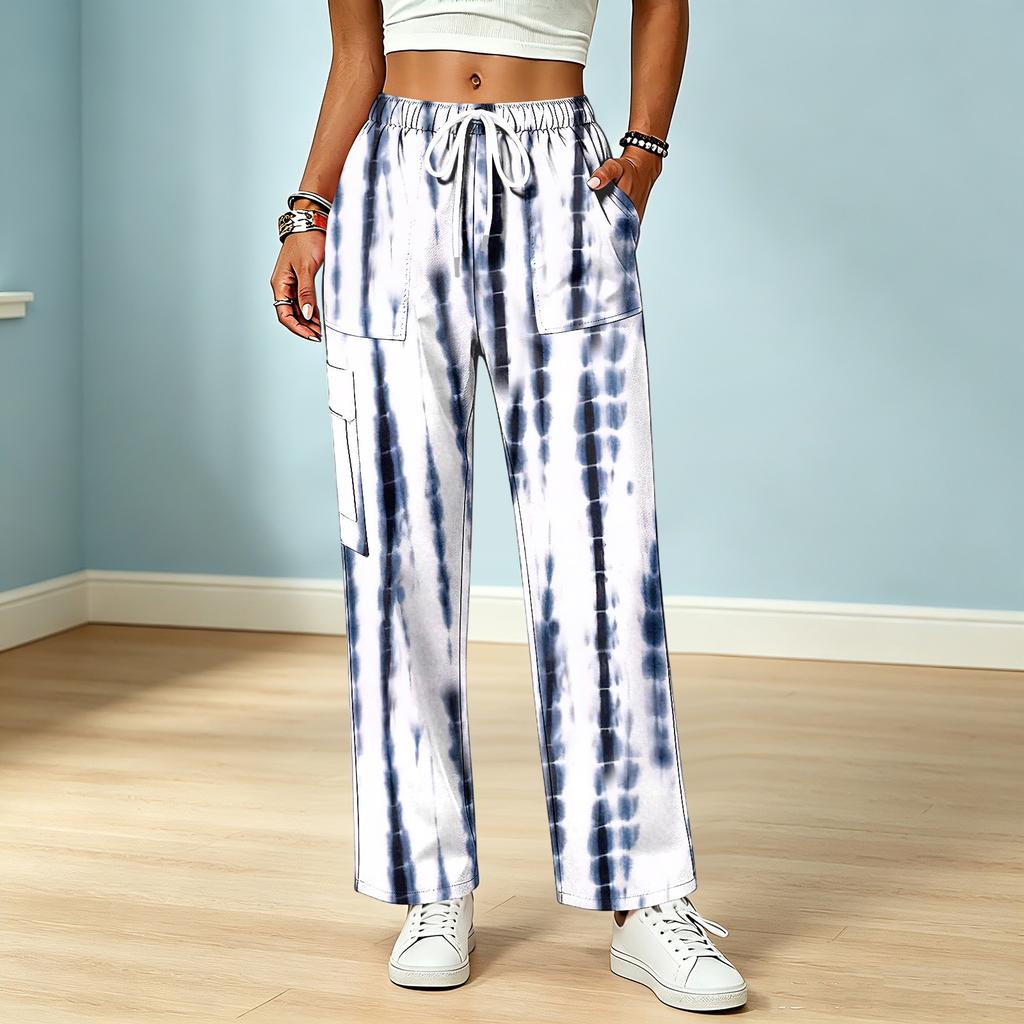 Women's Color Drawstring Elastic Waist Work Pants with Pockets, Casual Uniform Scrub Pants for Daily Wear