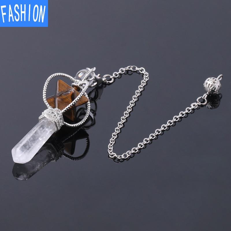 Moda cristal natural merkaba seis pontas estrela pingente espírito pêndulo rotativo merkaba ornamento pêndulo