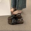 With skirt fairy wind cross with open-toed fashion sandals female summer versatile not tired feet 3cm thick-soled Roman shoes