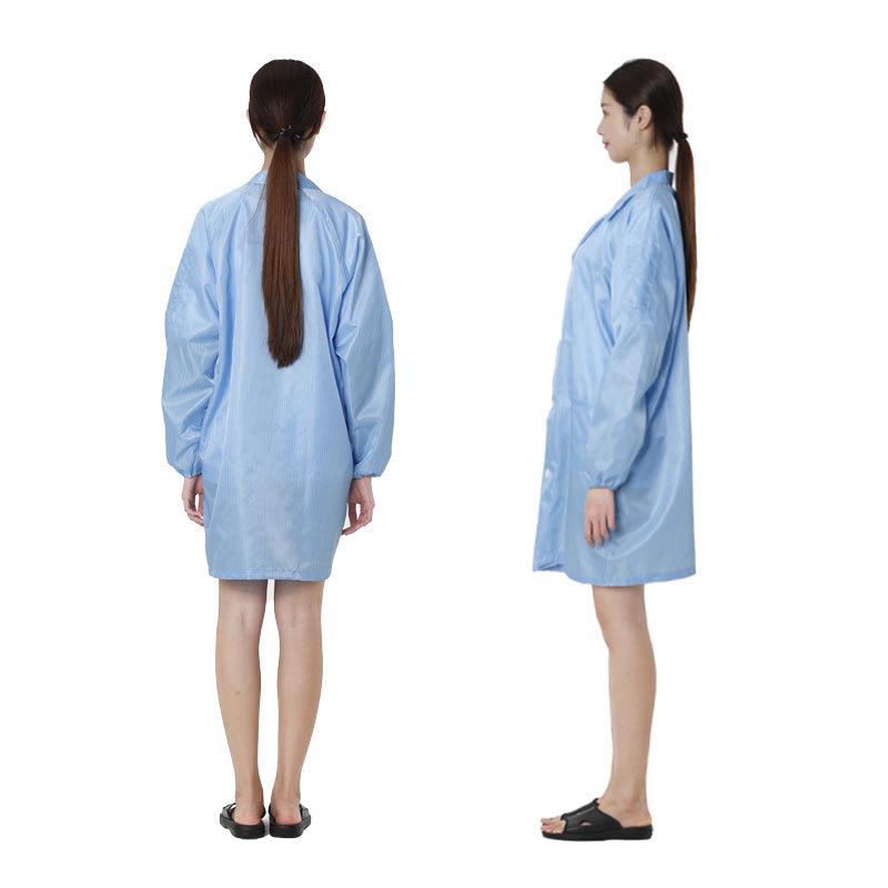 Anti-Static Long Sleeve Lab Coat, 0.5mm Striped Dustproof Workwear