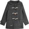 Women's Plaid Hooded Toggle Wool Blend Coat