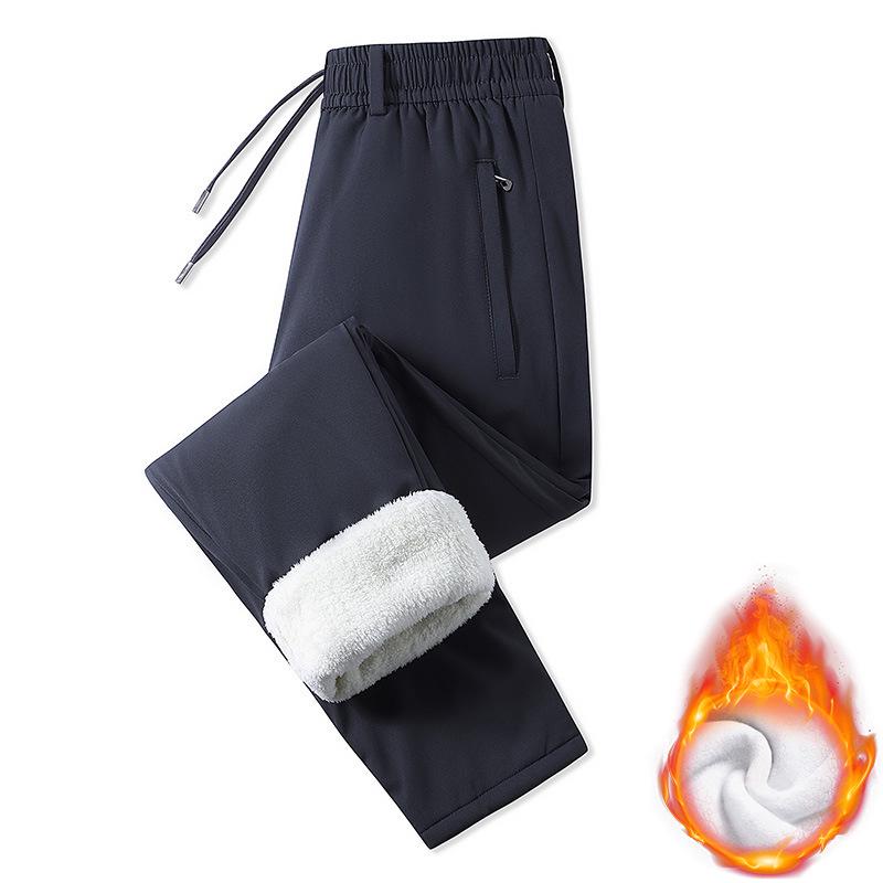 

Чоловічі флісові штани великого розміру на підкладці з овечої вовни: Теплий, Водонепроникний, Вітрозахисний, Повсякденний Спортивний одяг. L